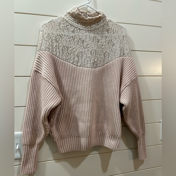 Zara Pink Cable Knit & Lace Sweater Size M - Picture 2 of 5